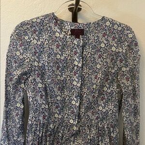 J. Crew Blue Floral Tiered Liberty Long Sleeve Dress-4